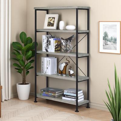 ZWYO HOSIMU 63in 4-Shelf Bookcase with Open Display Design, Storage Rack with Industrial Flair & Modern Ambiance