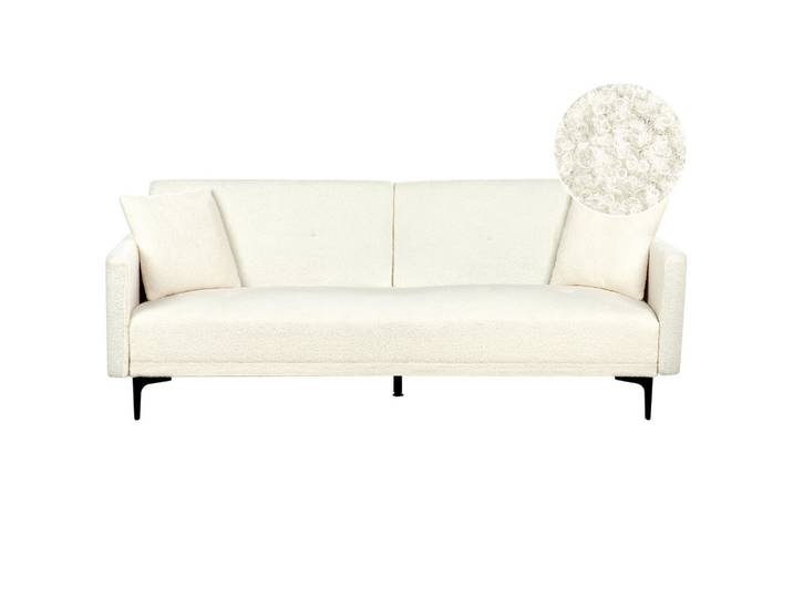 3-SITZER-SCHLAFSOFA Bouclé cremeweiß/schwarz Lucan