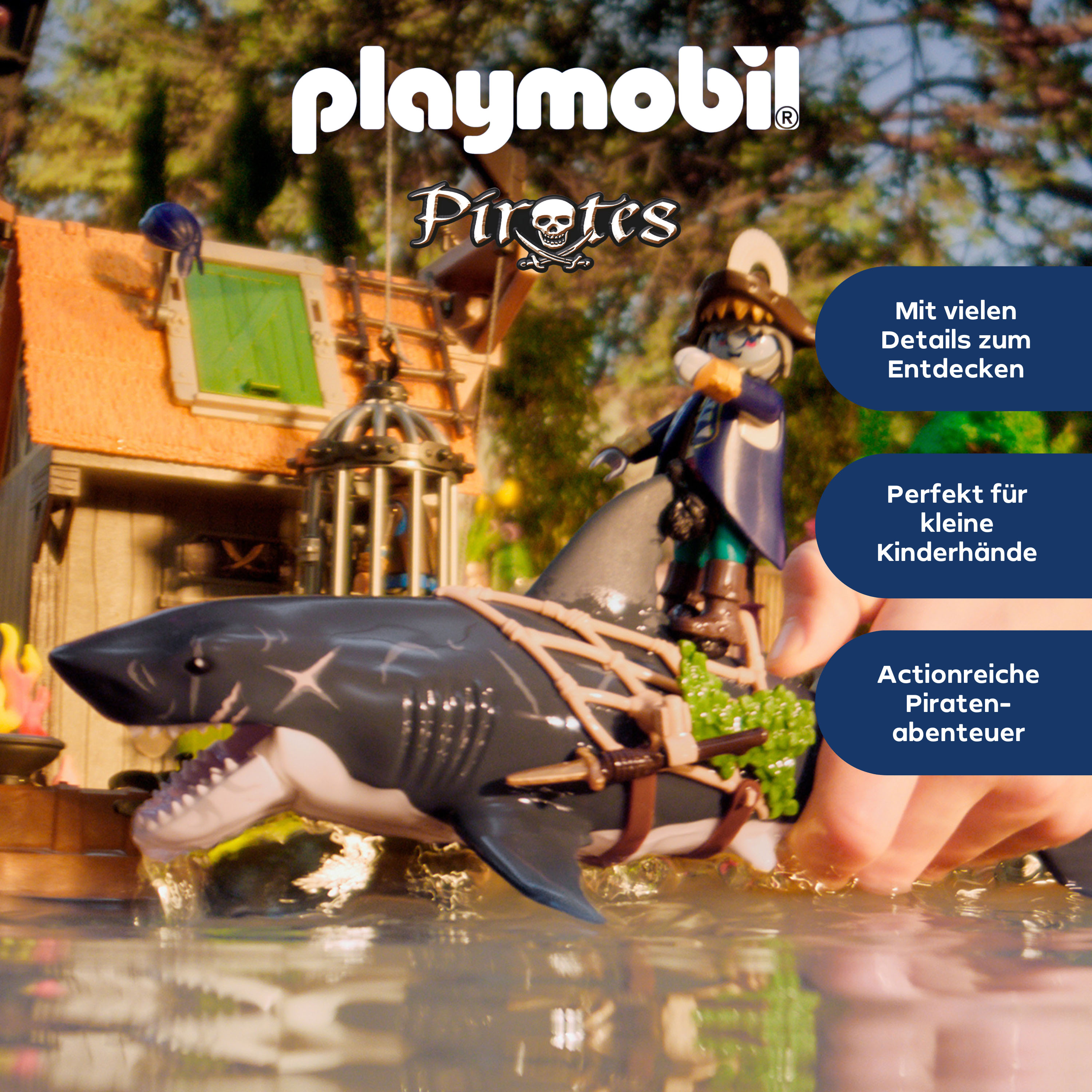 Konstruktions-Spielset PLAYMOBIL "Gefahr durch Riesenhai (71793), Pirates", bunt, Spielbausteine, Kinder, Kunststoff, Konstruktions-Spielset
