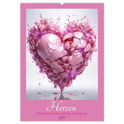 Herzen (Wandkalender 2027 DIN A2 hoch), CALVENDO Monatskalender