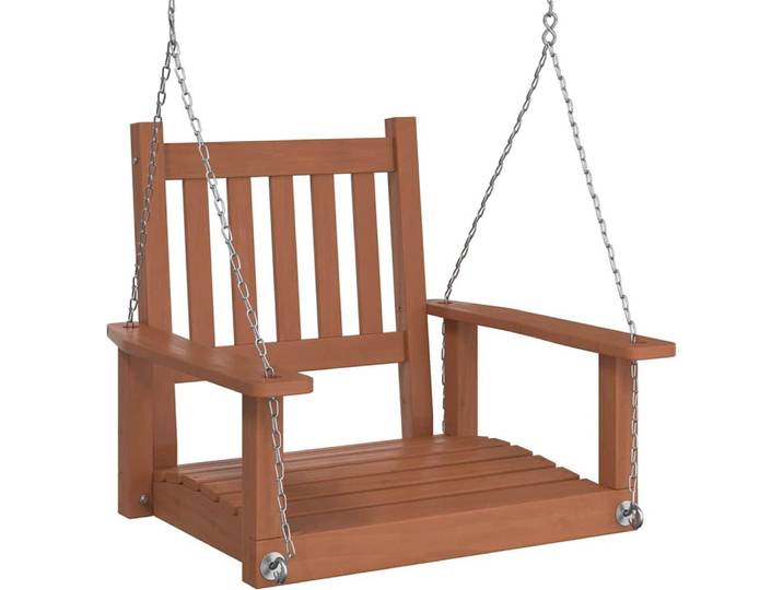 vidaXL Chaise de jardin suspendue avec chaînes en métal brun Sapin massif