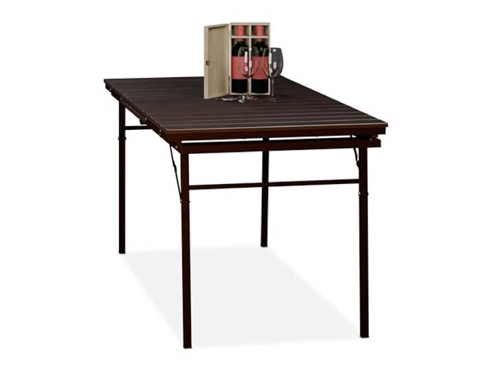 Relaxdays Gartentisch klappbar, Kunststoff, Stahl, 8 Personen, braun