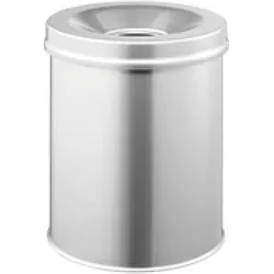 Durable Papierkorb SAFE rund silber, Höhe: 357 mm, Ausführung: Flammenlöschkopf, Volumen: 15 Liter, Abfalleimer, Silber