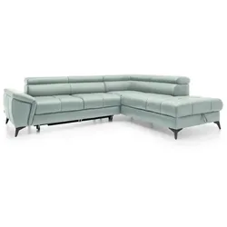 Ecksofa Mocca Leder Grün Mint