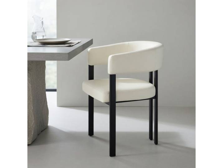 CollaHausse Chaise Moderne Simili Cuir Beige Dossier Incurvé Métal Cuisine Salon