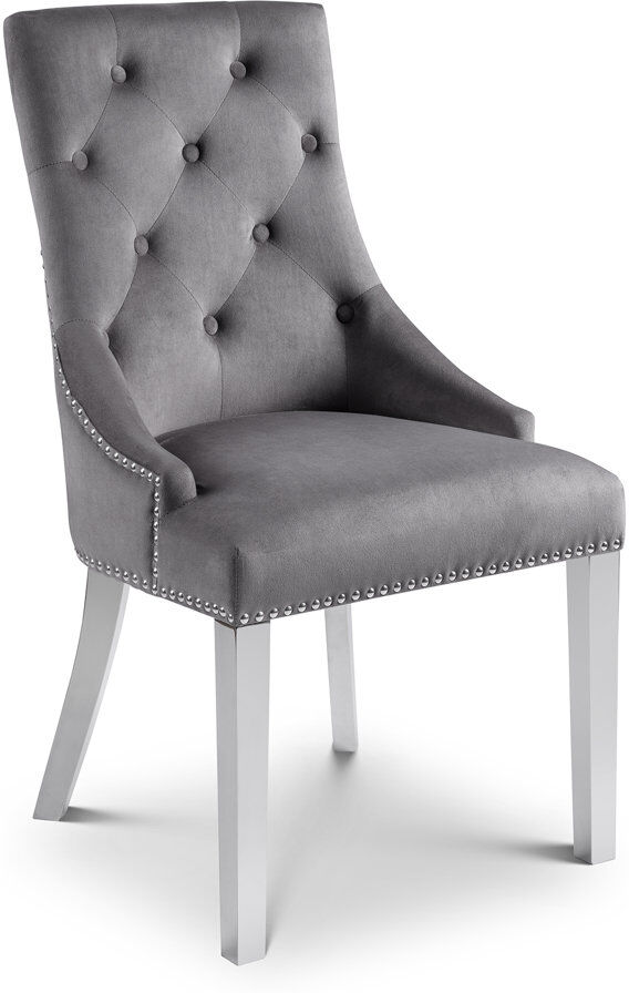 Mercer41 Shila 48.5 cm H Tufted Velvet Armchair in Grey Chrome 95cm H X 65cm W X 53cm D