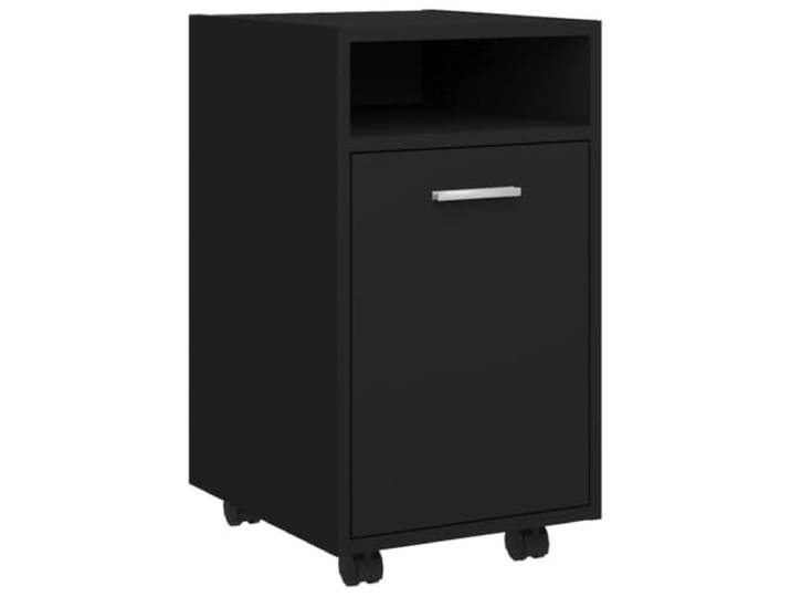 KUPTYERFG Beistellschrank mit Rollen Schwarz 33x38x60 cm Holzwerkstoff Mobiler Nachtschrank für Wohnzimmer und Schlafzimmer mit flexibler Tür und feststellbaren Lenkrollen.