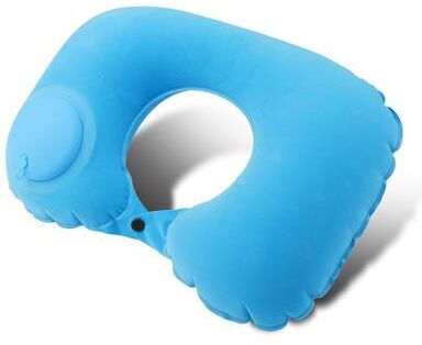 Combo Retail Shop Inflatable Pillow Travel, Portable Neck Protection, Press Inflatable U shaped Pillow, Travel Storage Neck Pillow sky Blue