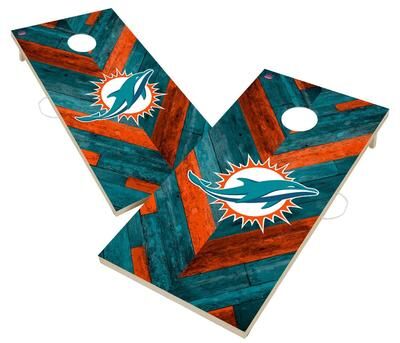 Skip's Garage Miami Dolphins NFL Cornhole Board Set