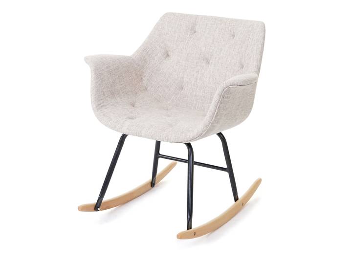 Schaukelstuhl Malmö T820, Schwingsessel Relaxsessel Textil, creme/grau