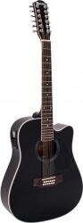 Dimavery DR-612 Western Guitar 12 string, black TILBUD vestlig streng sort snor