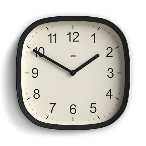 Jones Clocks Sprite wandklok - Zwart - Vierkant - 25 cm