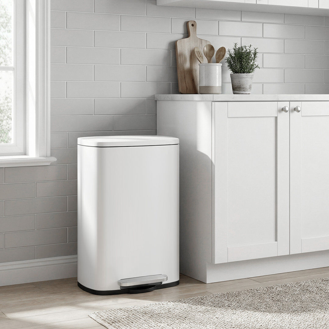 Ivy Bronx Step On and Odour Seal Kitchen Rubbish Bin White