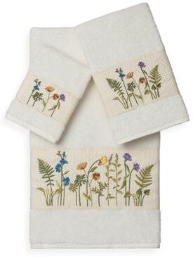 Authentic Hotel and Spa Turkish Cotton Wildflowers Embroidered 3 piece Towel Set