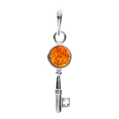 Kettenanhänger OSTSEE-SCHMUCK "Ostsee-Schmuck Anhänger Schlüssel Anhänger Schlüssel", weiß, Schmuckanhänger, Damen, 40 x 10mm, Silber 925 (Sterlingsilber), 2,3 g, Kettenanhänger