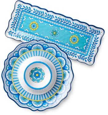 "Certified International Porto Melamine 2 Piece Appetizer Set - 19.00""L x 8.00""W x 0.75""H"