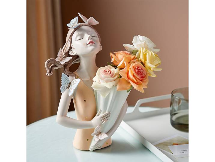 Vase hydroponique en résine pour fille, Pot de fleur, Arrangement de fleurs, décoration de maison, ornements de bureau, décoration de jardin