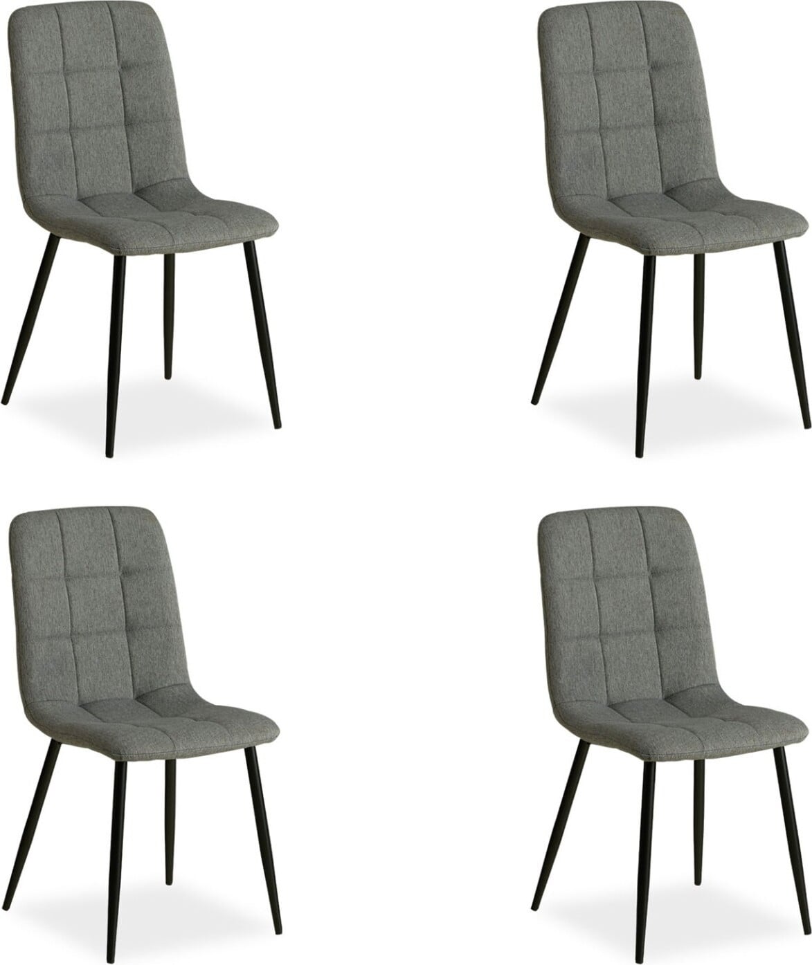 Homestyle4u Set van 4 moderne gestoffeerde eetkamerstoelen, grijs