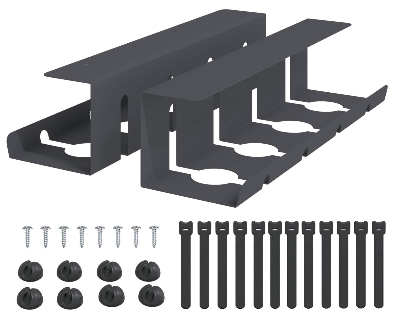 vidaXL Kabelorganizer voor onder het bureau, 2 stuks, antraciet