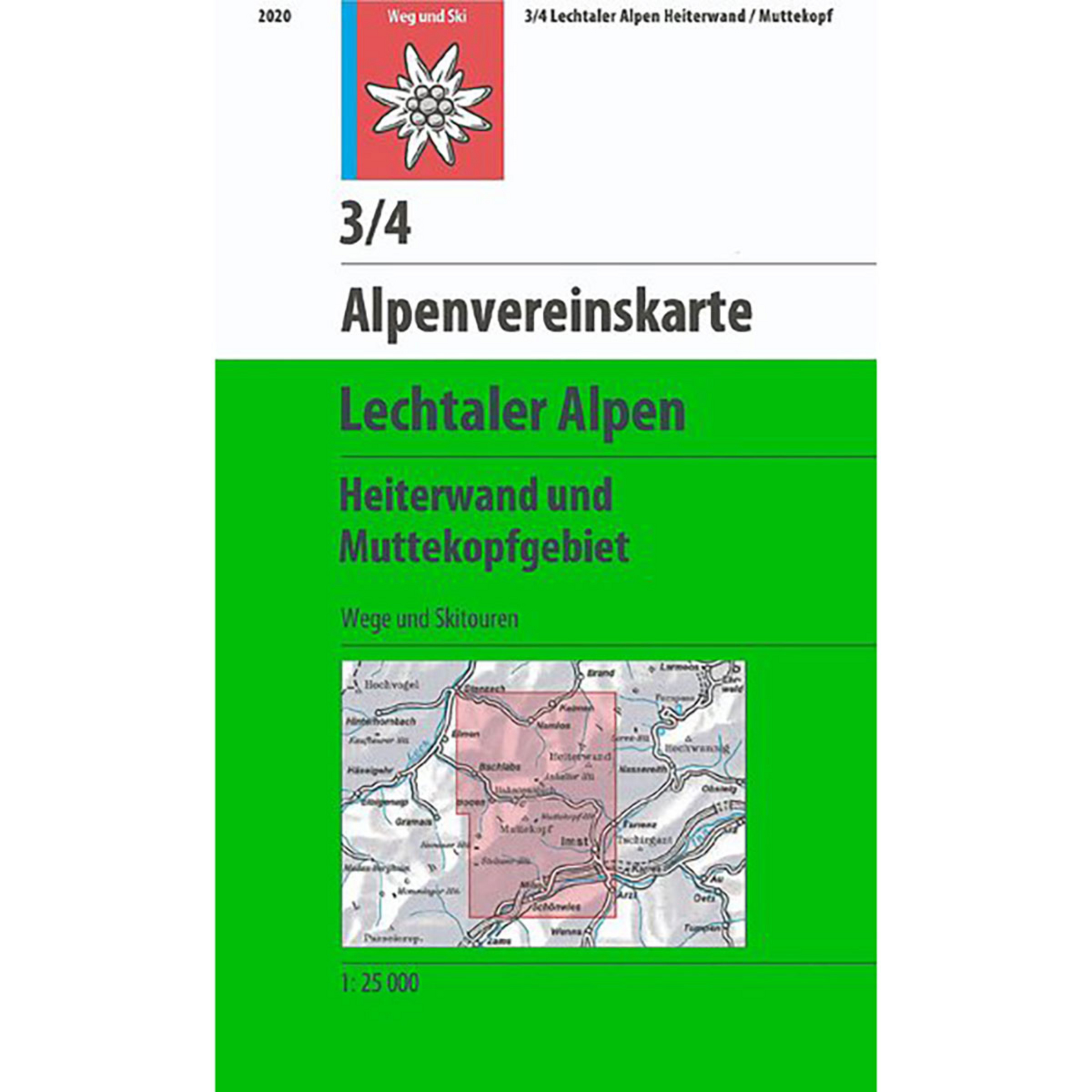 DAV AV-Karte 3/4 Lechtaler Alpen Heiterwand u Muttekop Topografische Karten
