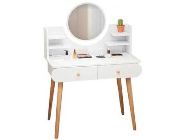 Coiffeuse Cosmétique Avec Miroir De Maquillage Blanc Grand Style Scandinave