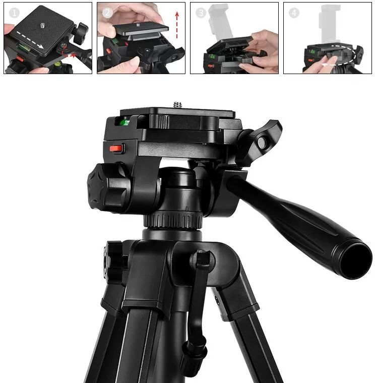 INF Tragbares 0,63 m Stativ aus Aluminiumlegierung mit Nylontasche & E-Clip für Live-Streaming & Fotografie, kompatibel mit
