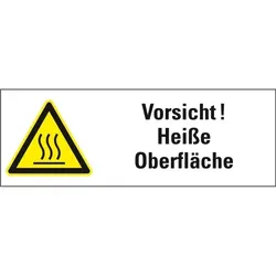 Aufkleber I Warn-Kombischild Vorsicht Heiße Oberfläche, Folie, selbstklebend, 210x74mm