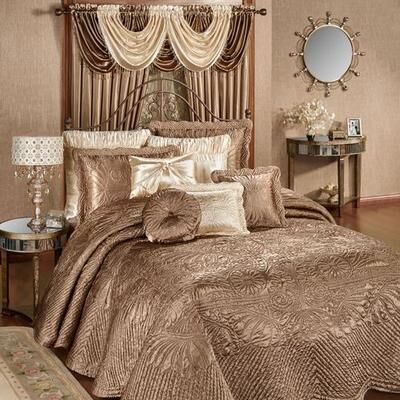Touch of Class "Portia II Grande Bedspread Smoky Topaz, Queen 24"" drop, Smoky Topaz"