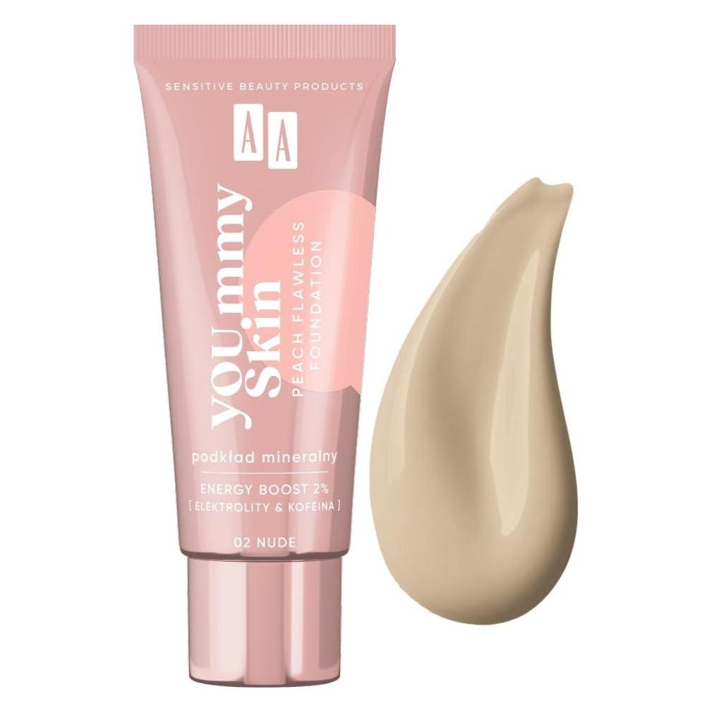 Oceanic Aa Yoummy Skin Peach Flawless Foundation Mineral Foundation Adding Shine 02 Nude 30Ml (Nude) (5900116092263)