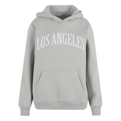 Kapuzensweatshirt MISS TEE "Miss Tee Los Angeles Ladies Fluffy Hoody", Damen, Gr. S, grau (lightasphalt), 70% Baumwolle, 30% Polyester, bedruckt, Rundhals, Sweatshirts