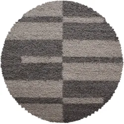 TEPPICH Hochflor WERFEN in Taupe, kariert, Ø 200 cm