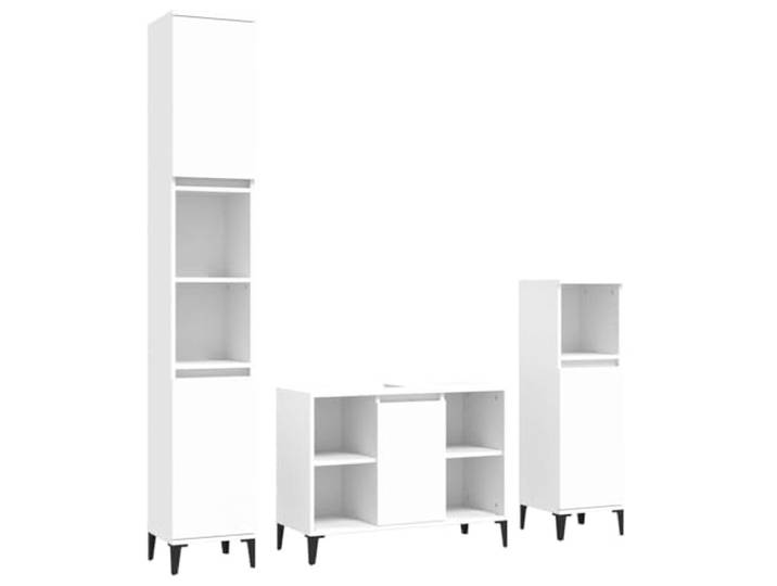 Heofavd Badmöbel-Set 3-TLG., Unterschrank & 2 Standschränke Weiß