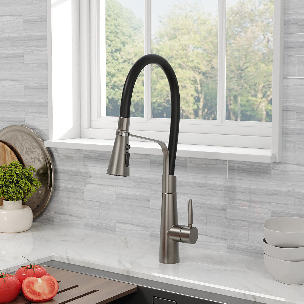 Happy Larry Ashburton Pull Down Kitchen Faucet Matte Black/Nickel 50cm