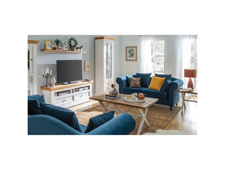 2-Sitzer Sofa Blau/Petrol Stoff Chepi 185 x 84 x 79cm Glamour