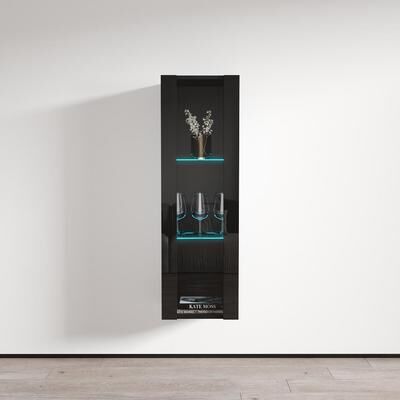 "Meble Furniture Fly Type 21 Wall-Mounted Floating Bookcase - 50"" Modern Display Cabinet with High Gloss Fronts, Compact"