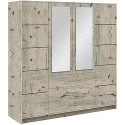 DREHTÜRENSCHRANK ELISE 196/200/57,5 cm 4-türig mit Spiegel Eichefarben