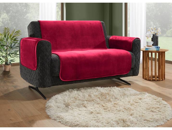 Wohnaccessoires mit Anti-Rutsch-Beschichtung, Rot, Größe 103 (Couchschoner, 100x200 cm)