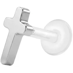 PTFE Labret mit Innengewinde + Titan-Aufsatz KREUZ