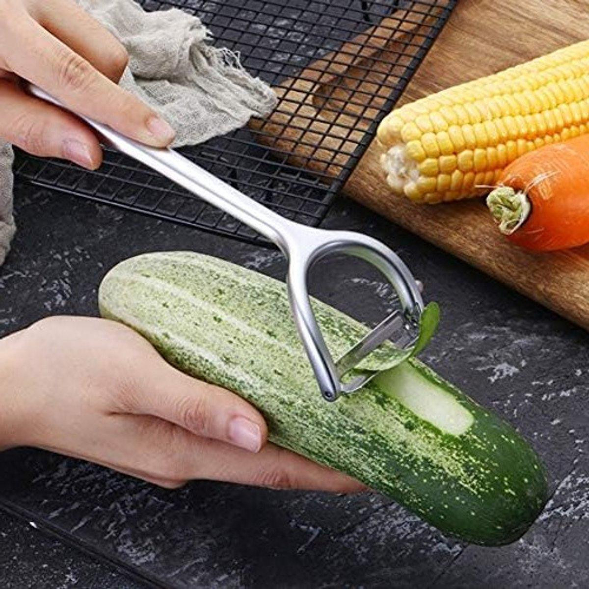Zinklegering fruit- en groentesnijder en schiller in het zilver
