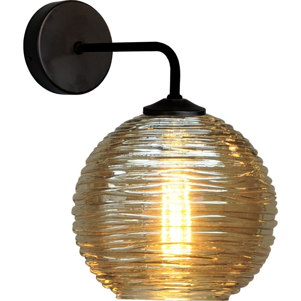 Masterlight Quinto wandlamp met transparant glas in zwart