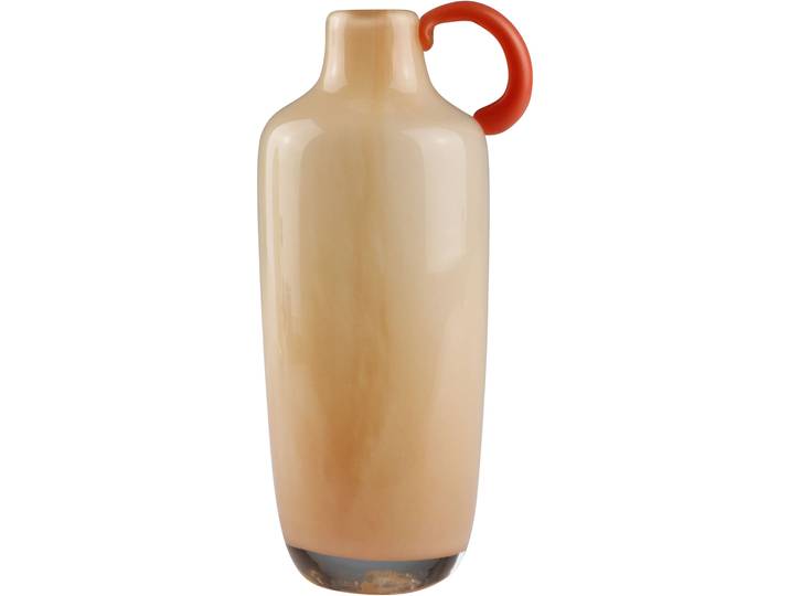 Dekovase AM DESIGN Braune Glasvase mit orangem Griff , braun, B:9cm H:19cm, Glas, Vasen, Dekovase, für einen stilvollen Kontrast