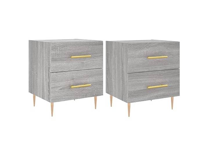 GHVBNMF Nachttisch 2er Set Grau Sonoma 40x35x47,5 cm Holzwerkstoff Metall Praktisches 2er-Set Nachtkommoden mit Schubladen und stabilen Metallfüßen für moderne Schlafzimmer und Wohnräume.