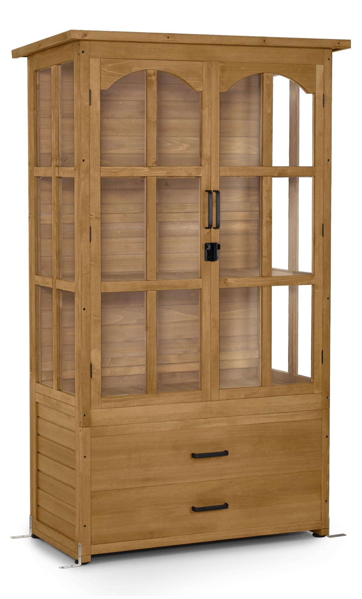 Gartenkasten, wetterfest - Natürliches Holz - 58 x 107 x 180 cm - Außenschrank zur Aufbewahrung