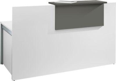 Empfangstheke Come-In, 1 Ablage, gerade, Breite 1600 mm, weiß/graphit