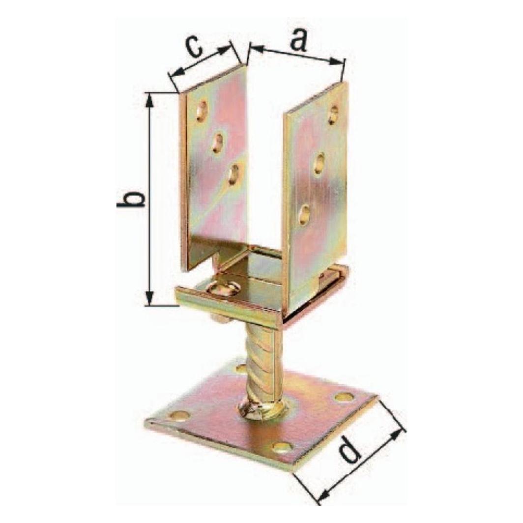 Alberts U-Pfostentrger verstellbar z. Aufschrauben 71-131 x 110 x 70 mm, galv. gelb verzinkt, 1 Stck (1 Stk.) (214500)