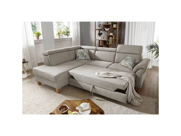 Sit&amp;More Arngast Ecksofa mit optionalem Funktionspaket - Microfaser Toro 90 hellgrau - manuelle Kopfteilverstellung &amp; Schlaffunktion - links ohne Funktion, manuelle Kopfteilverstellung, Schlaffunktion Modern