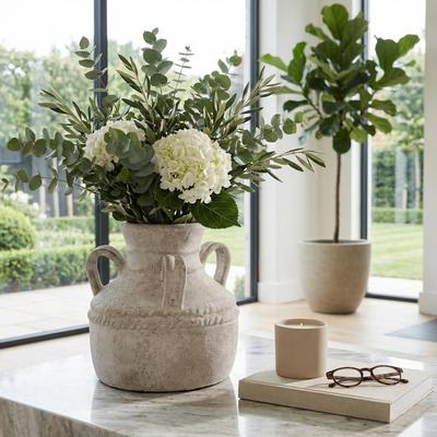 Sagebrook Home Terracotta Vase Rustic Textured Design Double Handles for Modern Space