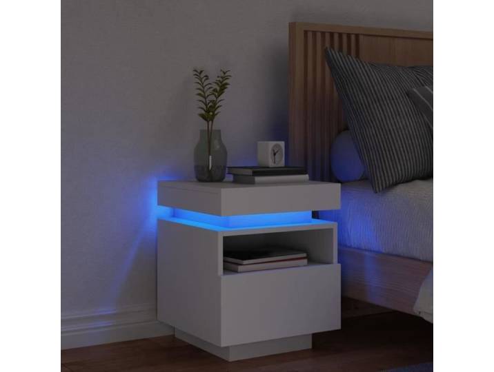 Armoire de chevet avec lumières LED blanc 40x39x48 5 cm