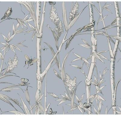 York Wallcoverings Bambou Toile Sky Blue Wallpaper