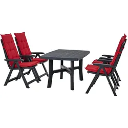 PROGARDEN Pro Garden Set Tampa Klappsessel mit Tisch und Auflagen rot